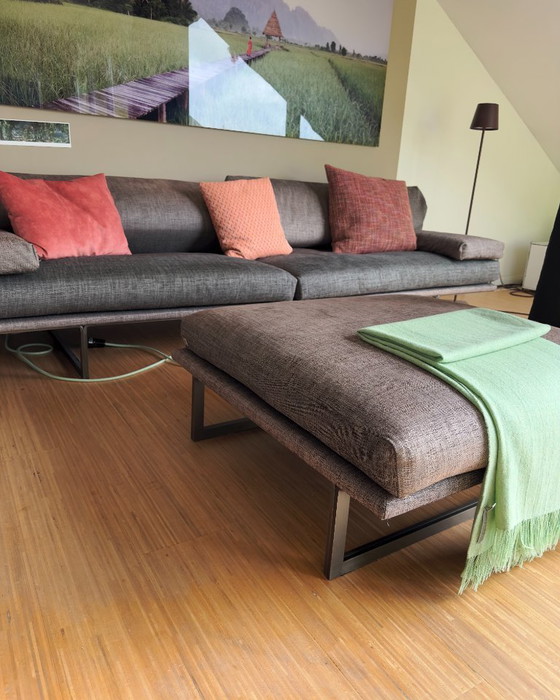 Image 1 of Busnelli BLUMUN Sofa + Pouf, Christophe Pillet, italienisches Design, Bronzesockel