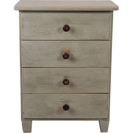 Vintage Gustavian gray painted chest of drawers, 1840s