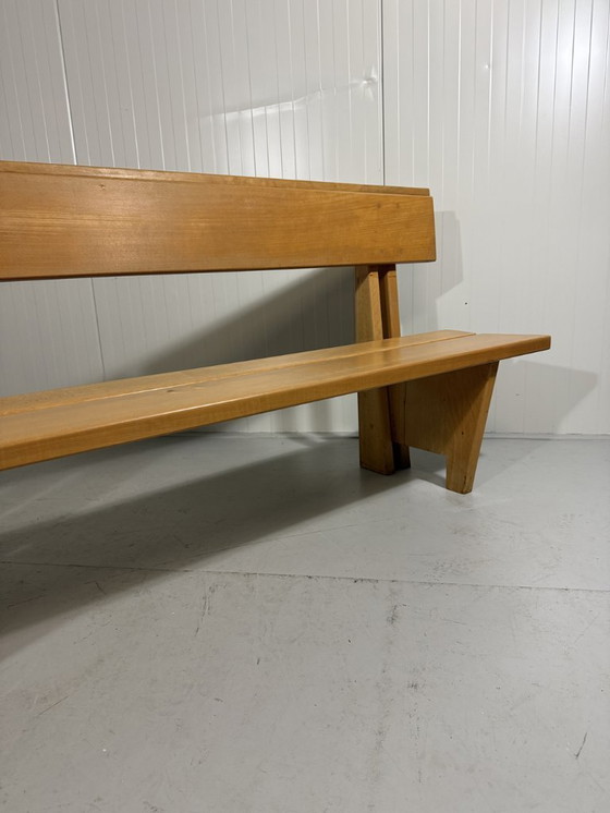 Image 1 of XL Modernist solid beech wood bench 1960s