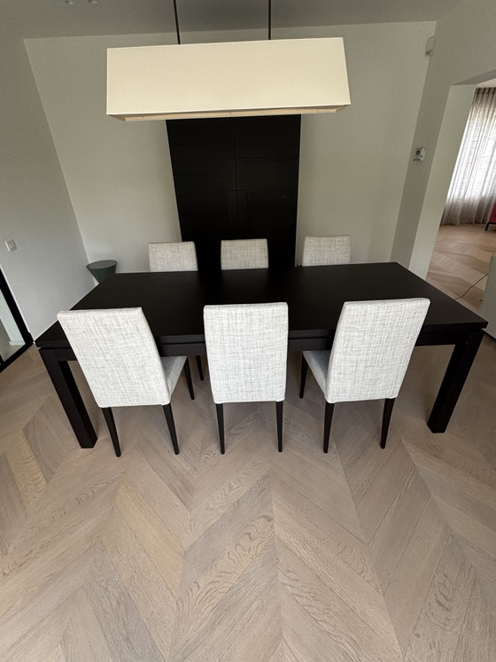 Image 1 of Meridiani dining table + 6 chairs – black oak – Italian design