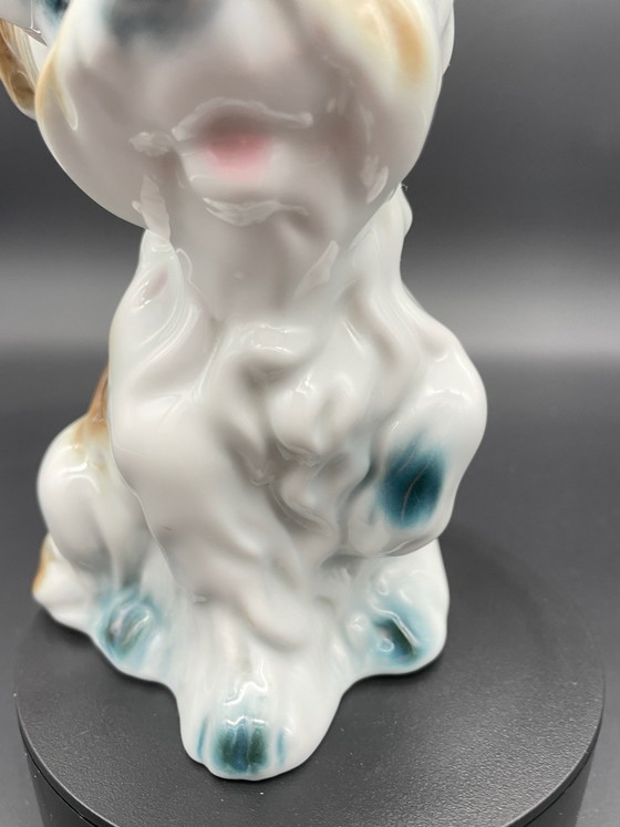 IRIS Romania, Expressive Vintage Porcelain Dog Sculpture, Mid Century, Decorative Objects, Grey (photo 7 of 8)