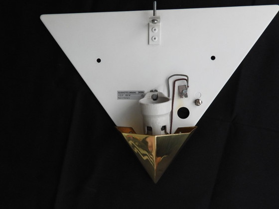 Image 1 of Rara coppia di applique Glashütte Limburg 3699 – Ottone e vetro opalino