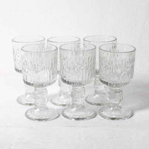 Juego de 6 Vasos de Chupito Ravenhead Siesta Bark 6 cl / Reino Unido / Años 70 – glazen karaffen, Glass