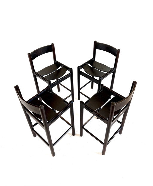 4x Brutalist Bar Stools, Allmilmö '80