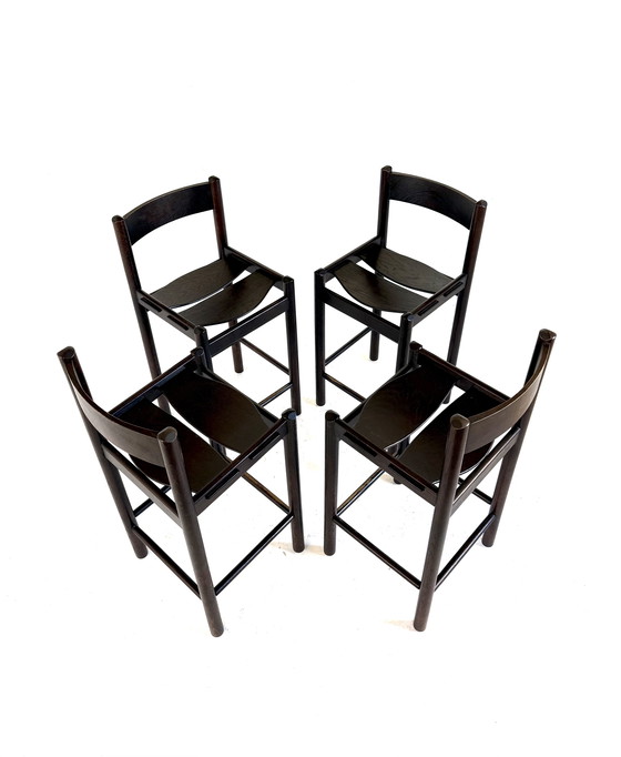 Image 1 of 4x Brutalist Bar Stools, Allmilmö '80