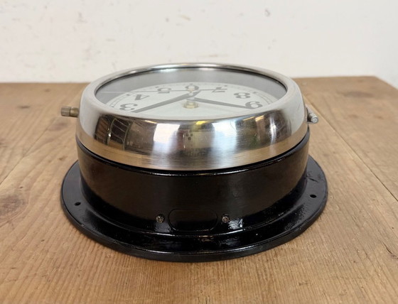 Image 1 of Vintage zwarte Hanil scheepswandklok, jaren 80