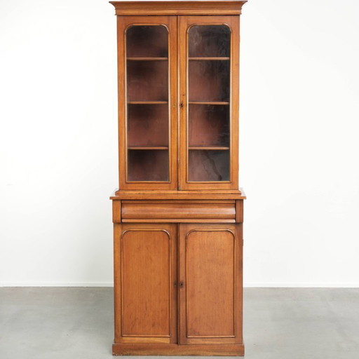 Elegante librería/vitrina inglesa antigua del siglo XIX, con llave en funcionamiento. – boekenkasten, Wood