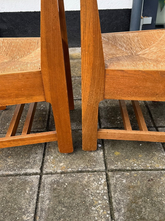 Paar Amsterdamse School Eetkamerstoelen – Wood, Wicker (photo 7 of 10)