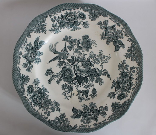 Grandes assiettes Enoch Wedgwood vertes x5, Asiatic Pheasants 