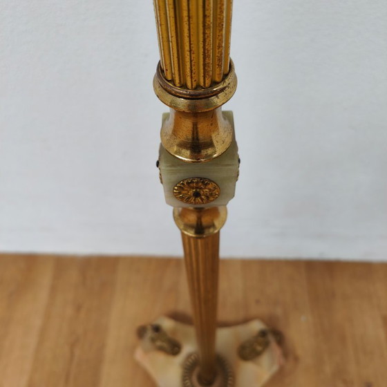 Image 1 of Brass and marble rococo standing coat rack Hollywood Regency hall tree