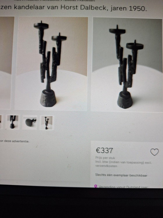 Image 1 of Candeliere in ghisa a due bracci Horst Dalbeck, Brutalist 1960-1969