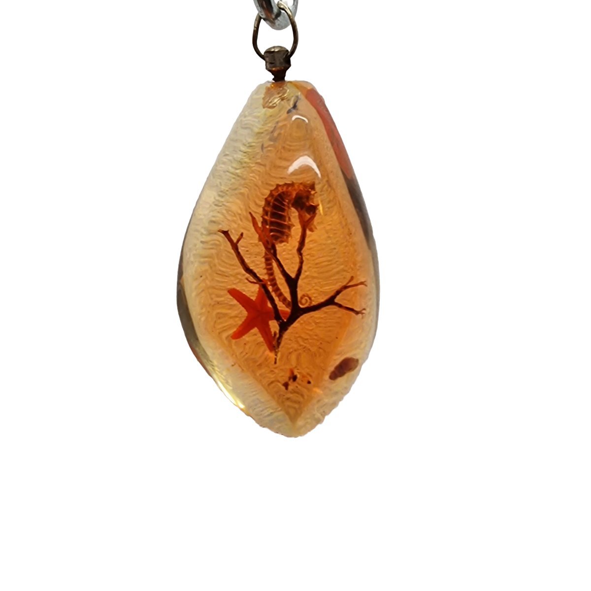 Pendentif Hippocampe En Verre Soufflé Vintage - Cordon Bleu, Porte-bonheur, Pièce Artistique D'occasion Unique