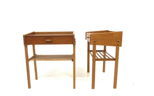 Set de 2 Tables de Chevets Scandinave en Teck, Suède, 1960