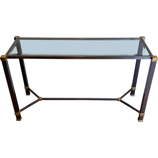 Consolle vintage in alluminio laccato e metallo dorato di Pierre Vandel, Francia 1970
