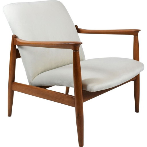 Vintage Sessel GFM64, osteuropäischer beiger Samt 1960er Jahre