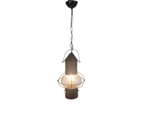 Lampada da nave - Lampada a petrolio - Lampada a sospensione - Rame - Vetro - Anni '50