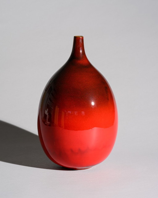 Vase monumental en céramique émaillée rouge Ernestine Cannon pour Ernestine Salerno, Italie