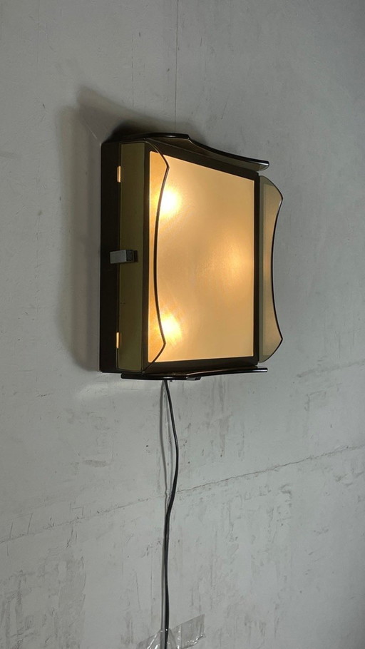 Lampada da soffitto vintage in vetro fumé italiano