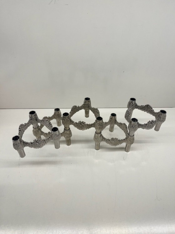 Lot of 4 "Quist" Stoff Nagel modular chrome stackable vintage candle holders, Metal, Silver (photo 6 of 7)