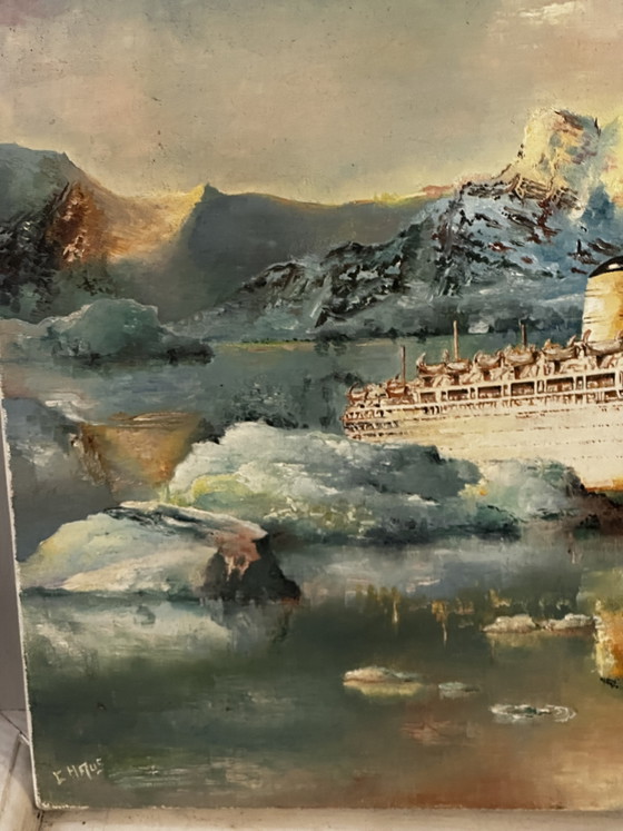 Oil on canvas by Calais painter Alain Chaussois (1950-2018), Arcadia ocean liner – Paintings & Drawings (photo 6 of 15)