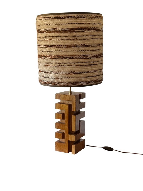 Image 1 of Hollywood-Regency-Tischlampe aus Holz, Frankreich, 1970er Jahre