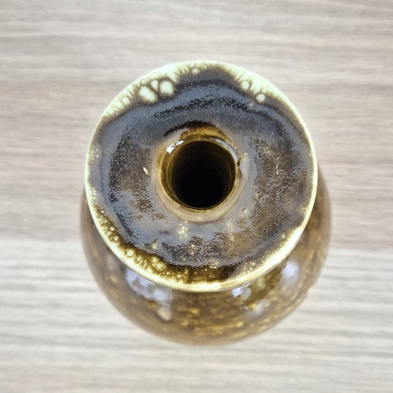 Handcrafted Italian vintage ceramic vase olive green glossy glaze (photo 4 of 5)
