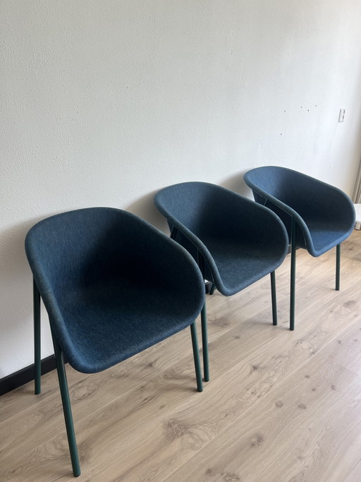 Lot de 3 fauteuils design De Vorm LJ 1 bleu foncé