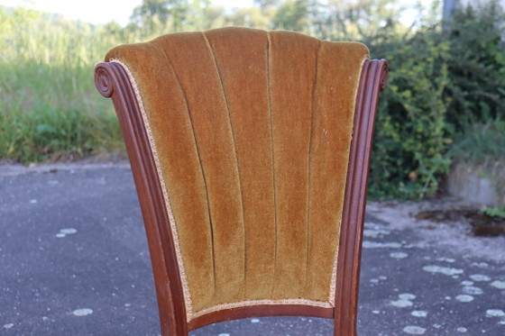 Image 1 of Paire de chaises Art Déco en velours et bois massif