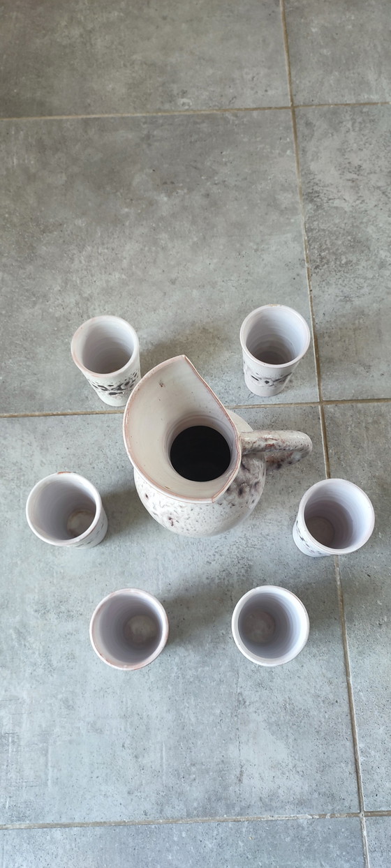 Image 1 of Geëmailleerd aardewerk sinaasappelservies uit de jaren 60