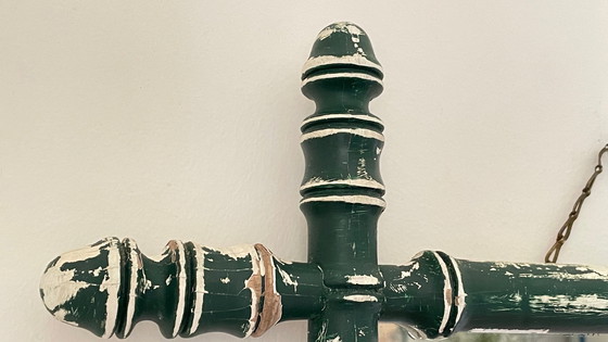 Image 1 of Specchio antico chiamato bambù patinato vintage Francia