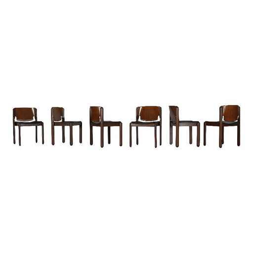 6x stapelbare Stühle Modell 122 von Vico Magistretti für Cassina, Italien, 1960er Jahre