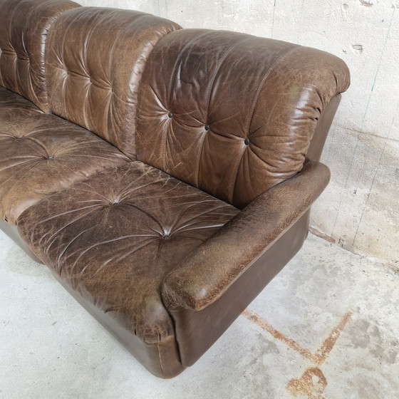 Image 1 of Sofá modular de los años 70 con elementos marrones y sofá de cuero.