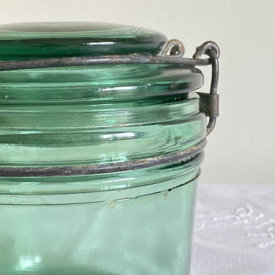 Image 1 of Tarro de cristal verde antiguo Solidex para conservas
