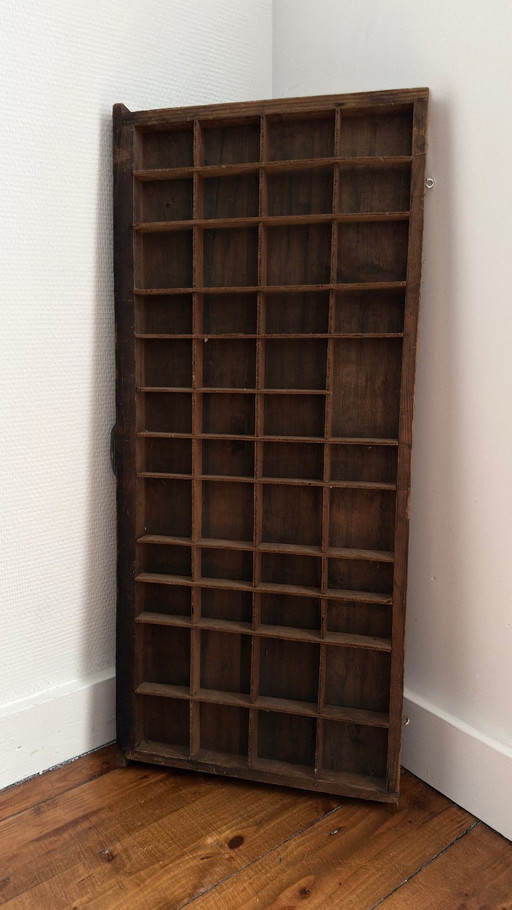 Antica Cassetta Tipografica in Legno / Cassetto – Tipografia – Vintage Brocante – wanddecoratie, Metal, Wood