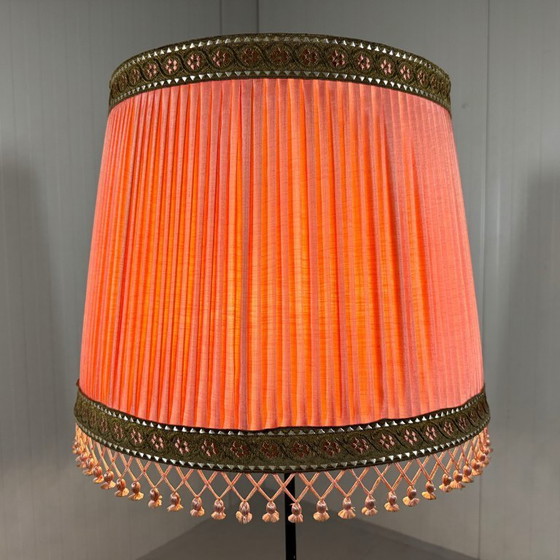 Image 1 of Austrian brass floor lamp with pleated lampshade 1940-50s
