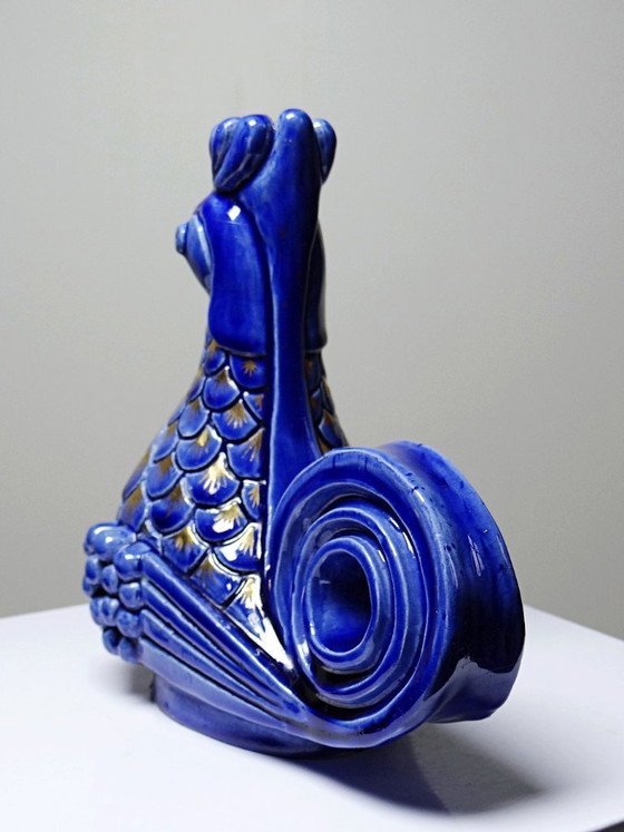 Image 1 of Par de candelabros de cerámica vidriada con forma de gallo, firmados por A.G. Roger, 1948.