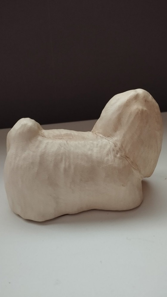 Image 1 of Mid-Century Artisan Leather Shih Tzu – "Chateau Leather" (Canada)