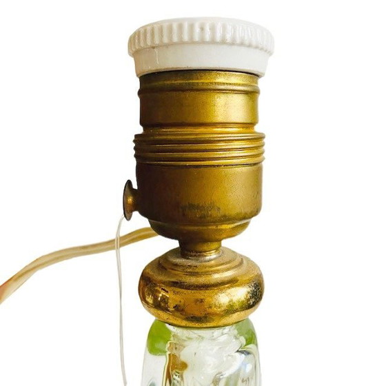 Image 1 of Lampada da tavolo in cristallo verde di metà secolo, Val Saint Lambert, anni '50