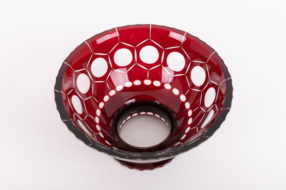 Image 1 of Ciotola vintage in vetro rosso di Monica Bratt, Svezia, anni '50