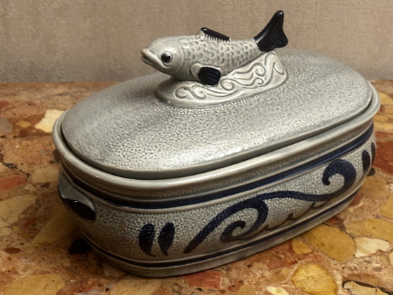 Image 1 of Staffel Steingut Fischterrine oder Heringstopf - Westdeutschland