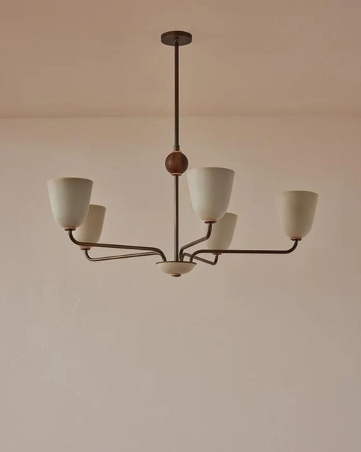 1950s Mid Century Modern Brass Chandelier Mid Century Light Pendant Stilnovo Ceiling Fixture