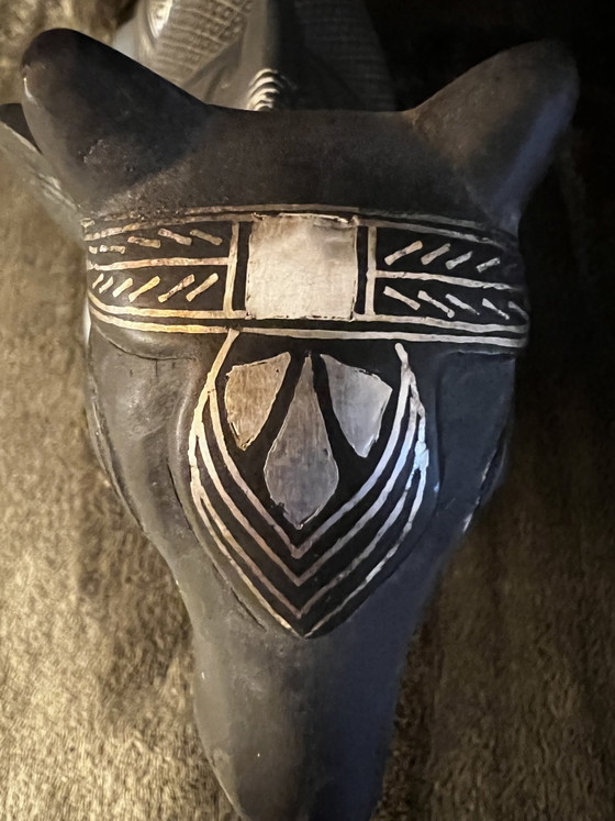 Exceptional Vintage Bidriware Nandi – Handmade India – Silver Inlay – Sculpture, Metal (photo 9 of 10)