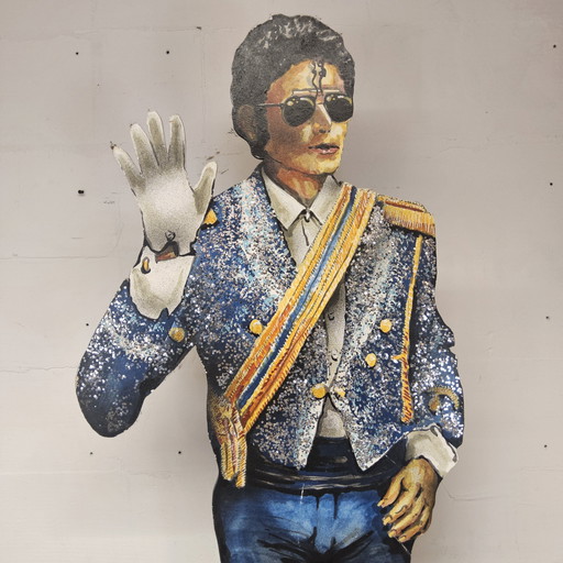 Statue / découpe / figurine grandeur nature en bois de Michael Jackson, roi de la pop (veste pailletée)