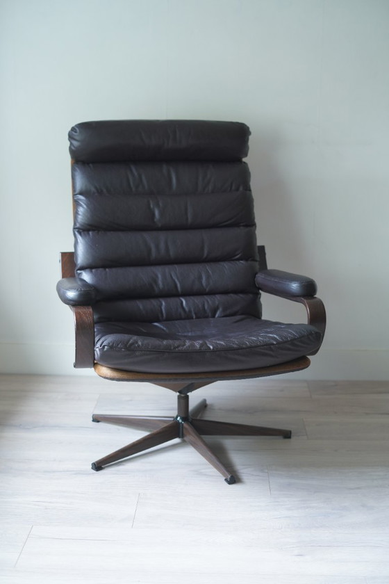 Rare Paire de Fauteuils Lounge Pivotants Georg Thams des Années 70 pour A/S Vejen Polstermøbelfabrik - (photo 7 of 15)