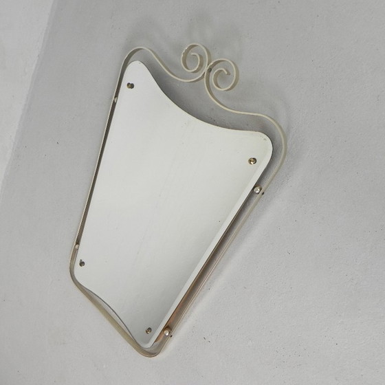 Image 1 of Vintage cut mirror in aluminum frame, 1950s