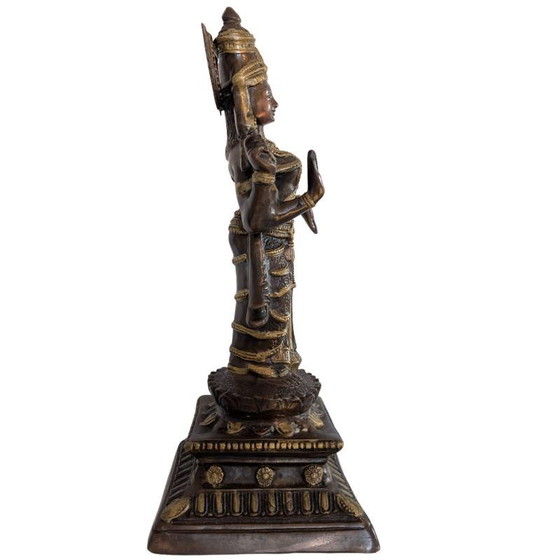 Estatua de Bronce Lakshmi – Diosa India del Sur de la Prosperidad sobre Base de Loto | 1stbuddha – Esculturas (photo 7 of 10)