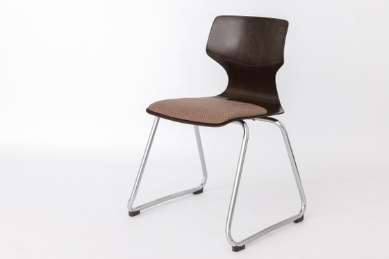 Flötotto Pagwood Stoel met stoffen zitting, Duitse vintage multiplex stoel, jaren 70 Mid-Century Modern (photo 5 of 11)