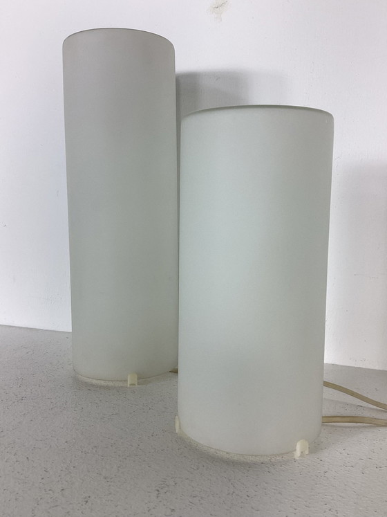 Image 1 of Set van 2 mat glazen lampen vintage