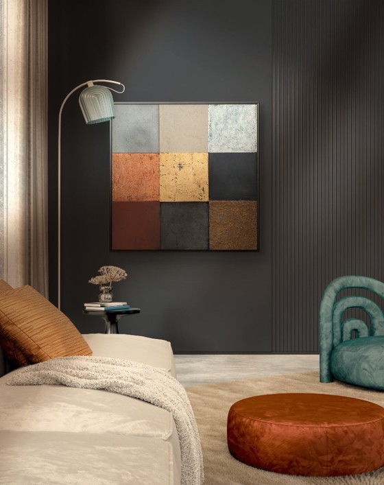 Image 1 of Concrete & Gold Composition 120 x 120 cm