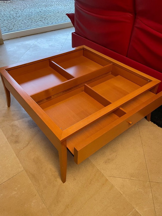 Table d'appoint en bois de cerisier, Tables basses, Verre, Marron (photo 2 sur 5)